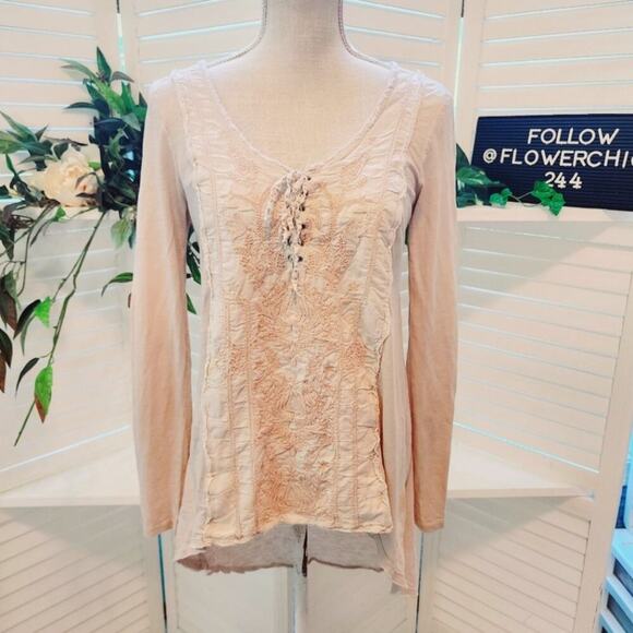 FREE PEOPLE VINTAGE EMBROIDERED TOP SIZE SMALL - Picture 1 of 7